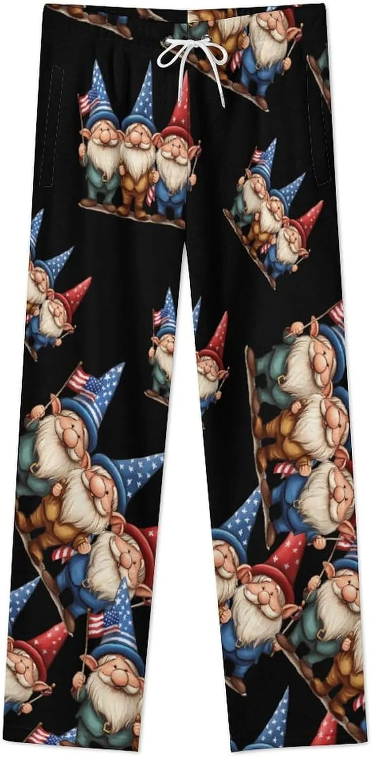 U.S Flag Gnomes Women's Pajama Pants Fleece Warm Pj Bottoms Sleepwear Lounge Pants Loungewear