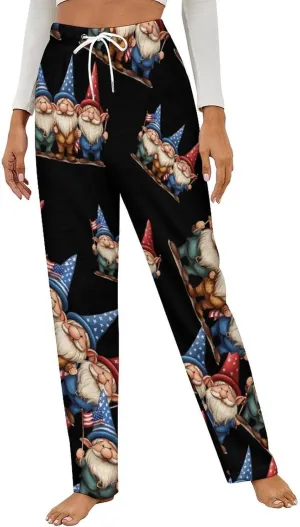 U.S Flag Gnomes Women's Pajama Pants Fleece Warm Pj Bottoms Sleepwear Lounge Pants Loungewear