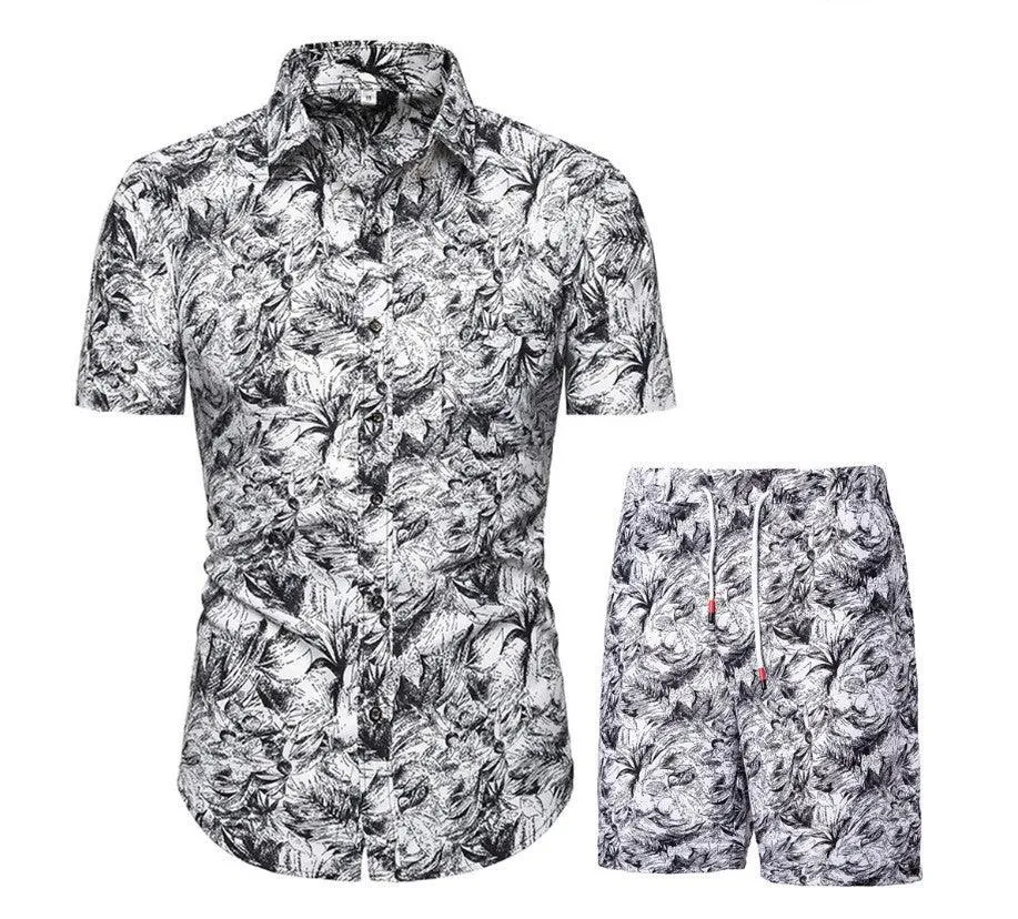 Vacation & Beachwear Men's Loose Shirt & Shorts Set