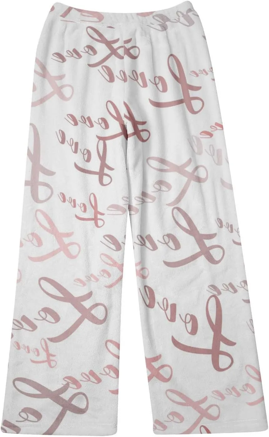 Valentines Pajamas Heart Plush Pj Pants Unisex Soft Fuzzy Pajama Bottoms Women Man Elastic Waist Fleece Lounge Pants