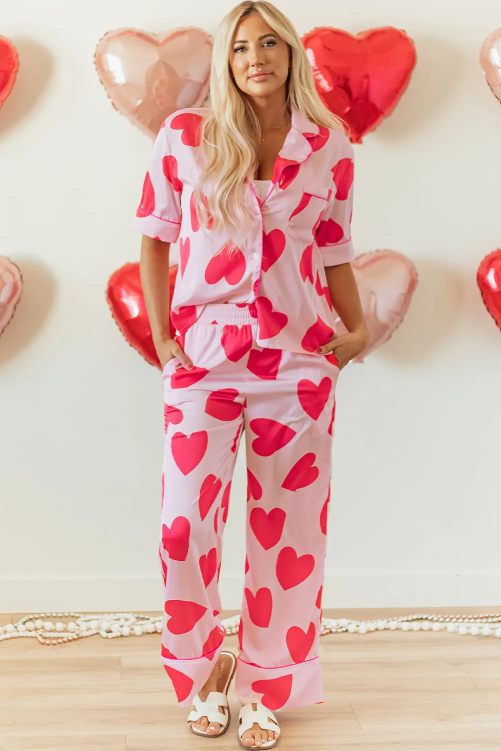 Valentines Short Sleeve Pants Pajamas Set