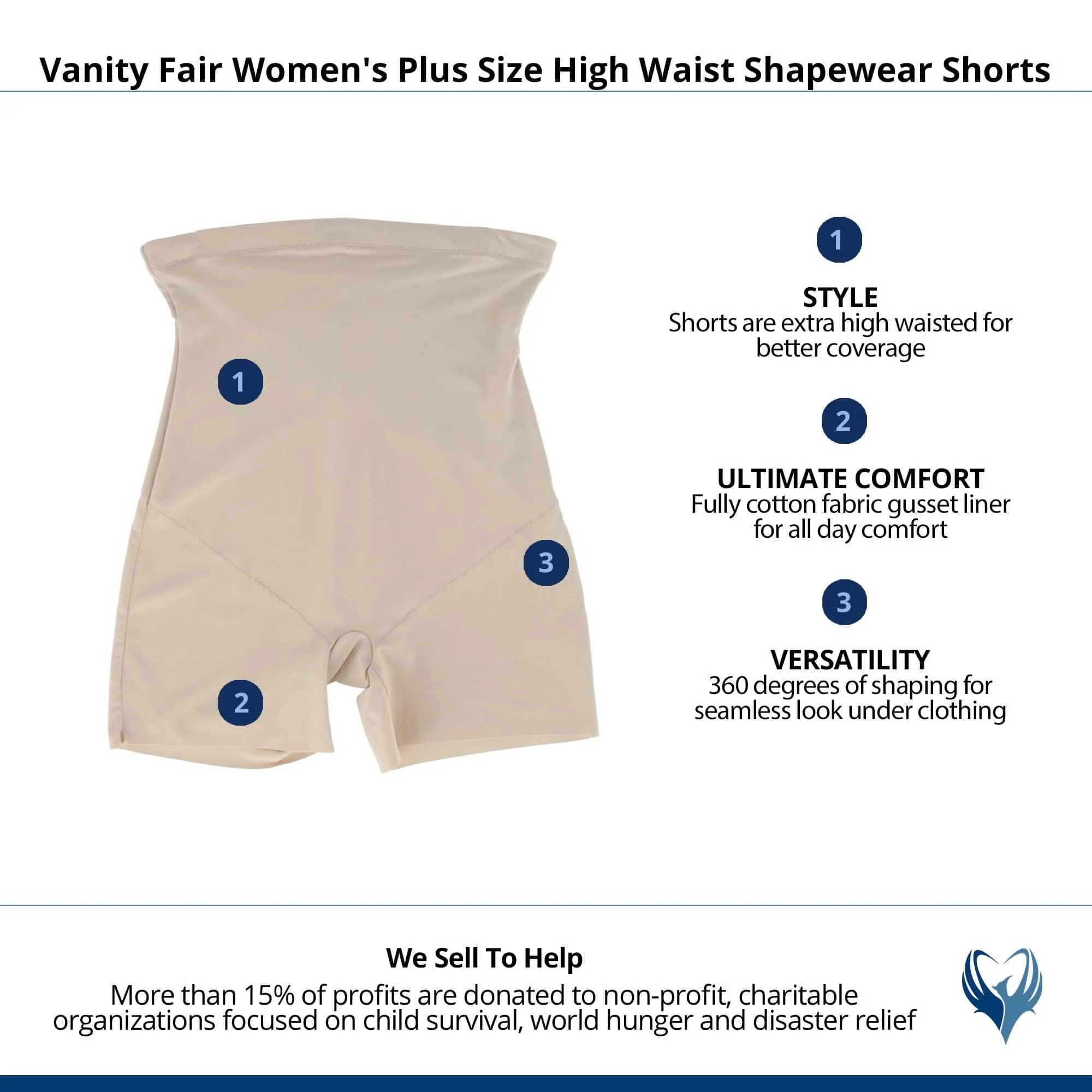 Vanity Fair Women's Plus Size High Waist Shapewear Shorts