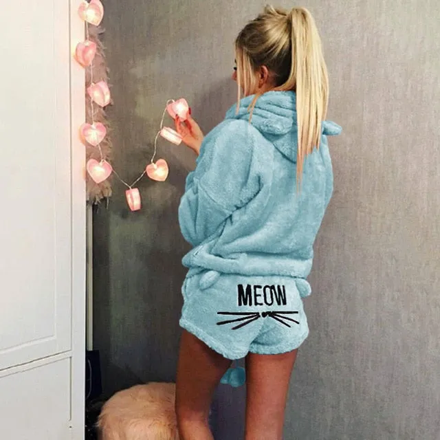 VenusFox Women Pajama Sets winter Flannel Warm Sleepwear