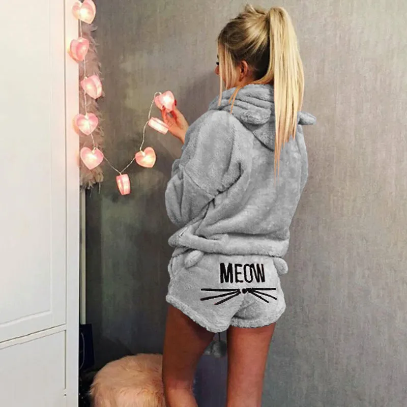 VenusFox Women Pajama Sets winter Flannel Warm Sleepwear