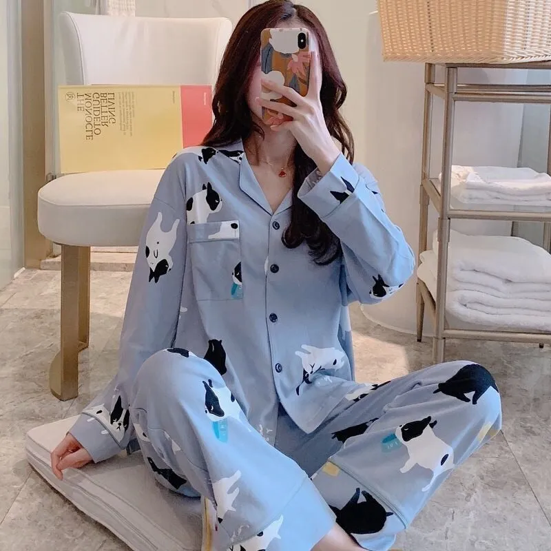 VenusFox Women's Pajamas Set Lingerie for Female Spring V-Neck Long Sleeves Trousers Suit Sleepwear Sets Viscose