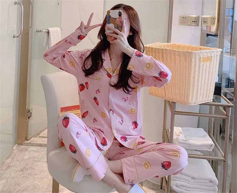 VenusFox Women's Pajamas Set Lingerie for Female Spring V-Neck Long Sleeves Trousers Suit Sleepwear Sets Viscose