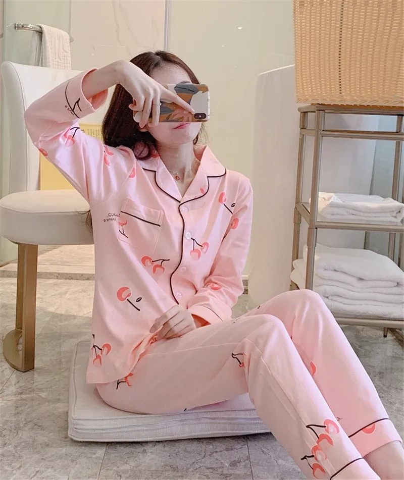 VenusFox Women's Pajamas Set Lingerie for Female Spring V-Neck Long Sleeves Trousers Suit Sleepwear Sets Viscose