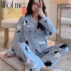VenusFox Women's Pajamas Set Lingerie for Female Spring V-Neck Long Sleeves Trousers Suit Sleepwear Sets Viscose