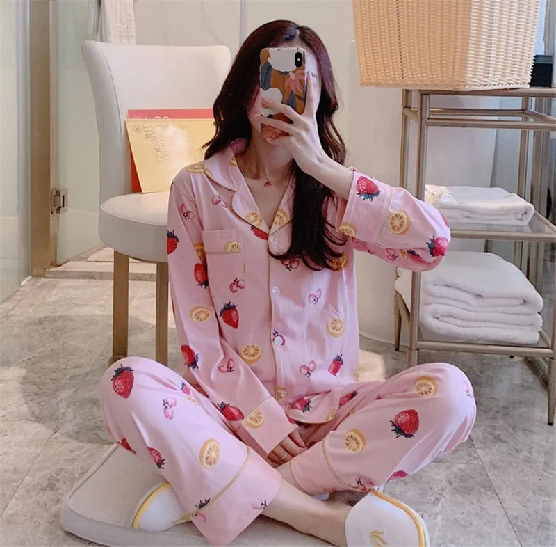 VenusFox Women's Pajamas Set Lingerie for Female Spring V-Neck Long Sleeves Trousers Suit Sleepwear Sets Viscose