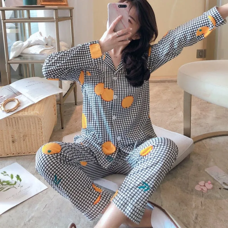 VenusFox Women's Pajamas Set Lingerie for Female Spring V-Neck Long Sleeves Trousers Suit Sleepwear Sets Viscose