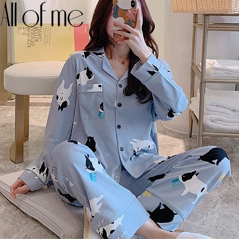 VenusFox Women's Pajamas Set Lingerie for Female Spring V-Neck Long Sleeves Trousers Suit Sleepwear Sets Viscose