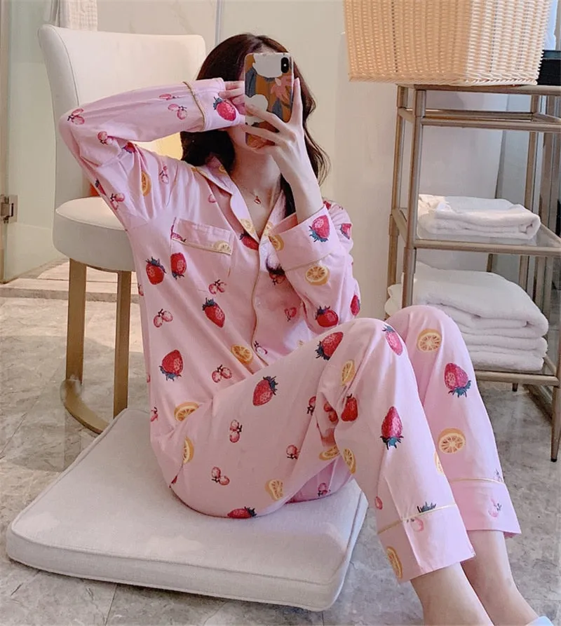 VenusFox Women's Pajamas Set Lingerie for Female Spring V-Neck Long Sleeves Trousers Suit Sleepwear Sets Viscose
