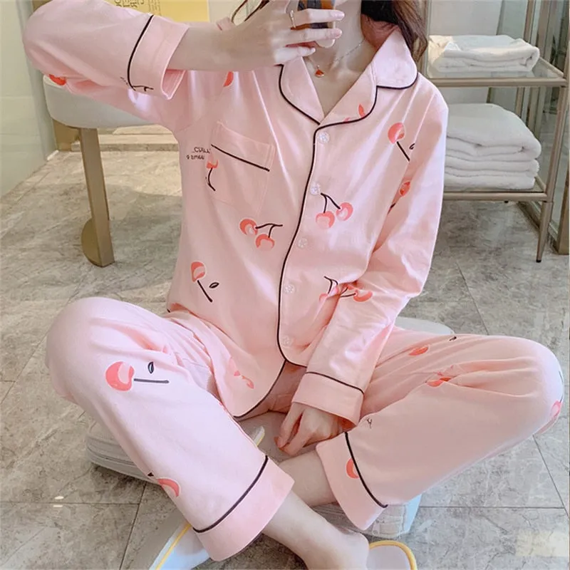 VenusFox Women's Pajamas Set Lingerie for Female Spring V-Neck Long Sleeves Trousers Suit Sleepwear Sets Viscose