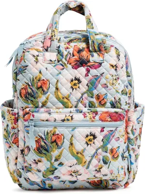 Vera Bradley Women's Cotton Campus Totepack Backpack, Sea Air Floral - Recycled Cotton, One Size