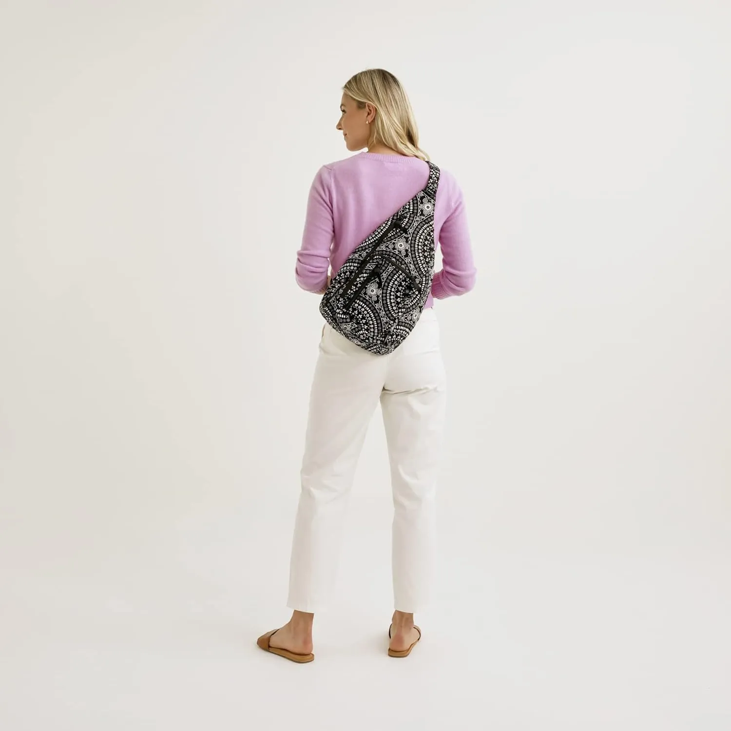 Vera Bradley Women's Cotton Sling Backpack, Climbing Ivy Green - Recycled Cotton, One Size