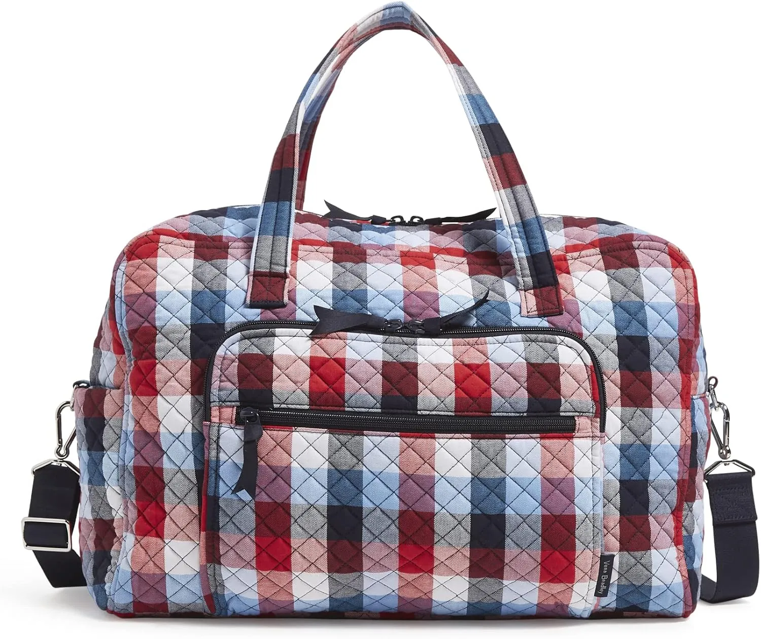 Vera Bradley Women's Cotton Weekender Travel Bag, Patriotic Plaid - Recycled Cotton, One Size