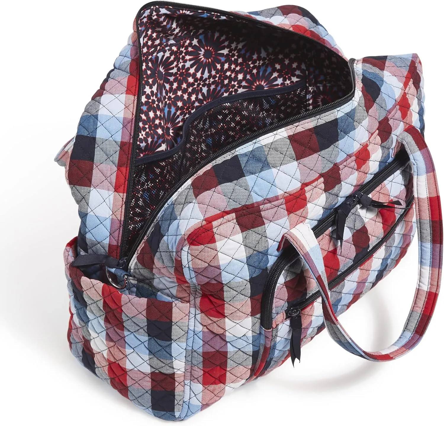 Vera Bradley Women's Cotton Weekender Travel Bag, Patriotic Plaid - Recycled Cotton, One Size