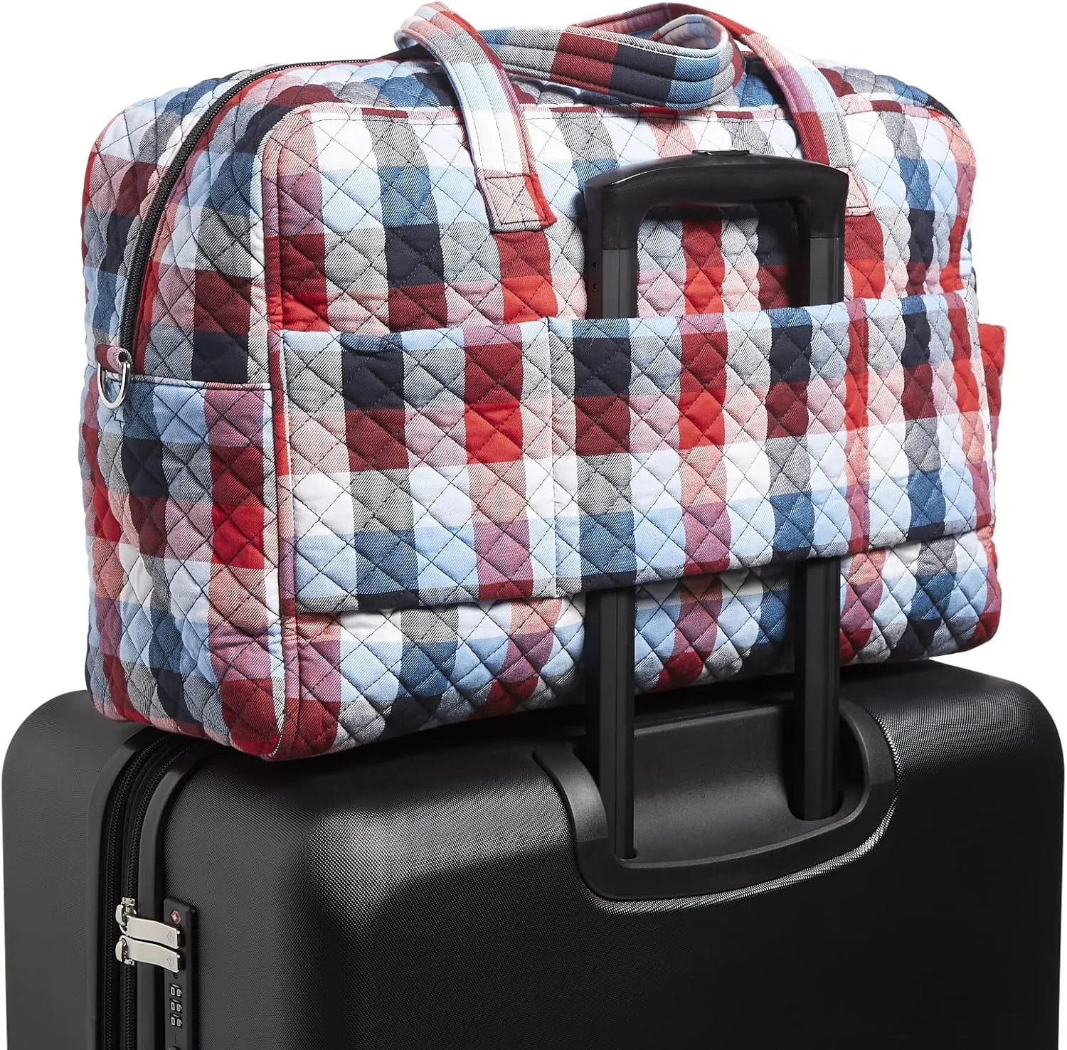 Vera Bradley Women's Cotton Weekender Travel Bag, Patriotic Plaid - Recycled Cotton, One Size