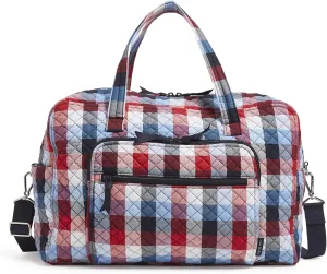 Vera Bradley Women's Cotton Weekender Travel Bag, Patriotic Plaid - Recycled Cotton, One Size