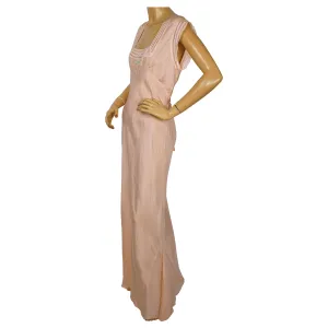 Vintage 1930s Pink Silk Nightie w Faggoting Embroidery Work Size 38 M L