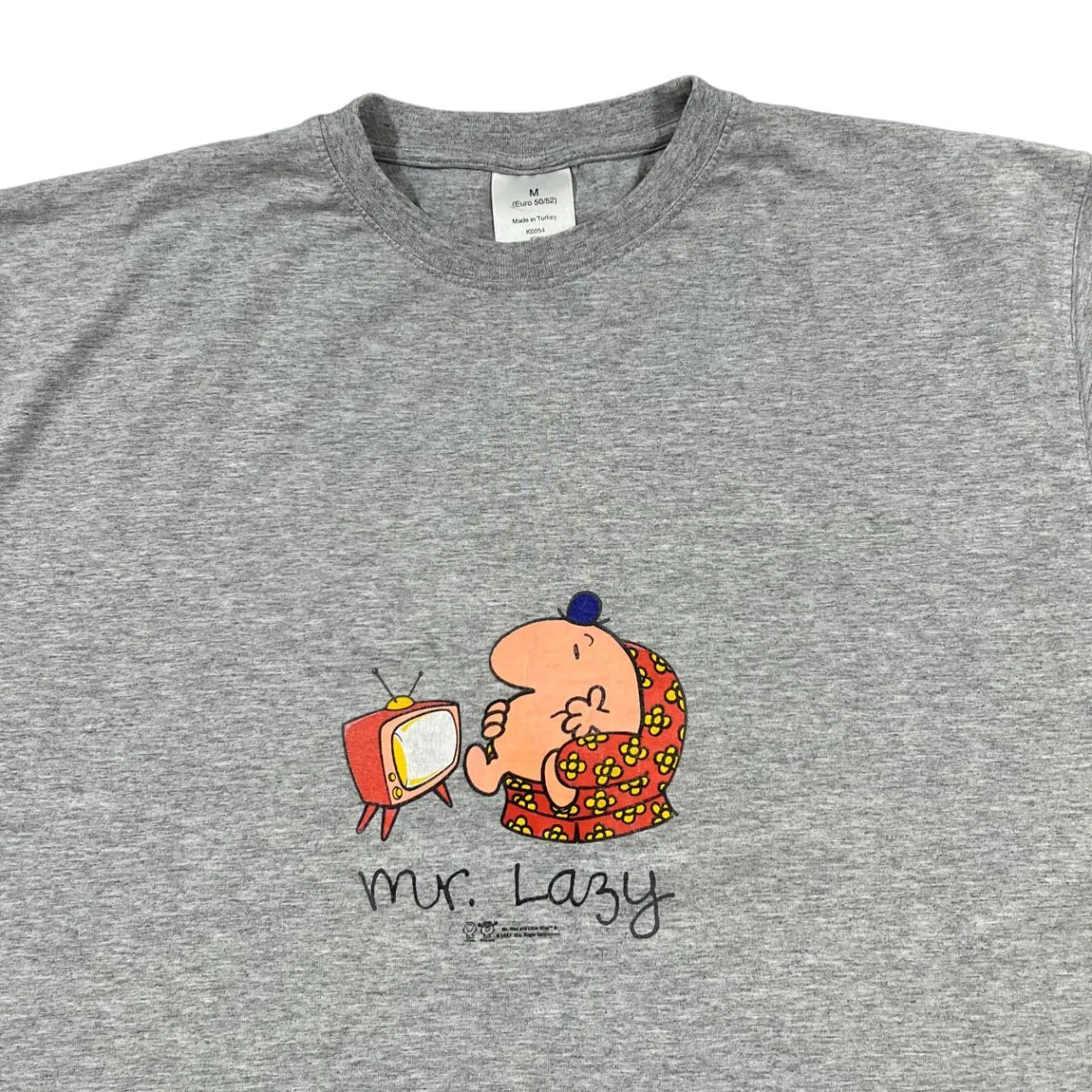 Vintage MR. MEN (1997) "Mr. Lazy" Character TV Show Cartoon Spellout Graphic T-Shirt