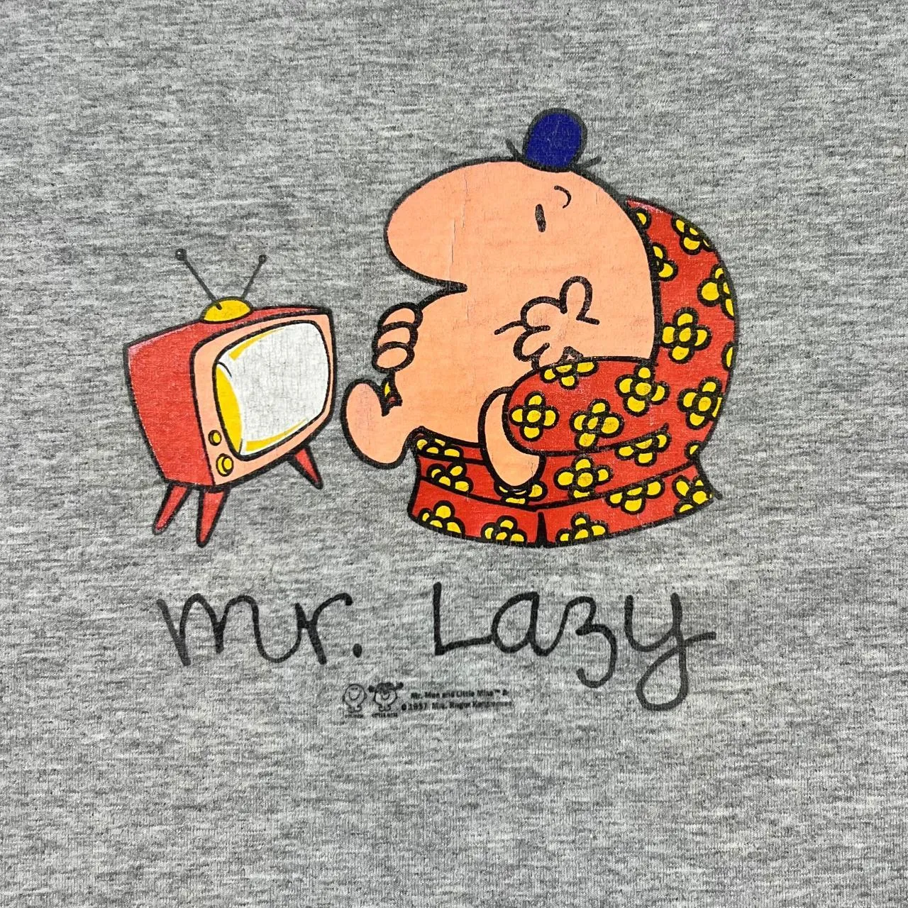 Vintage MR. MEN (1997) "Mr. Lazy" Character TV Show Cartoon Spellout Graphic T-Shirt