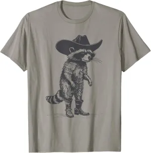 Vintage Raccoon Cowboy Cowgirl Trash Panda Western Country T-Shirt