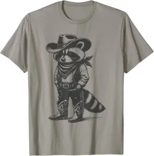 Vintage Raccoon Cowboy Cowgirl Trash Panda Western Country T-Shirt