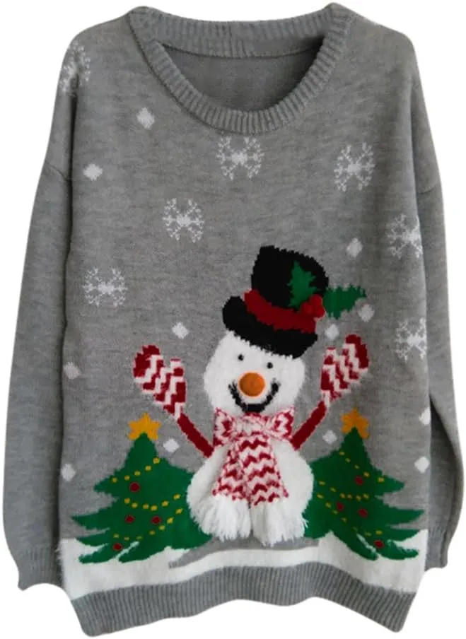 Viottiset Women's Ugly Christmas Sweater Animal Pattern Xmas Pullover Knitted Jumper
