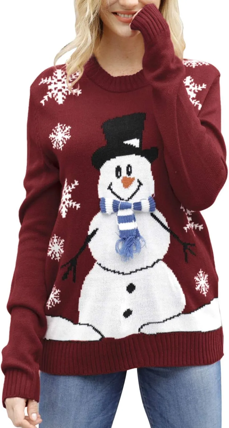 Viottiset Women's Ugly Christmas Sweater Animal Pattern Xmas Pullover Knitted Jumper