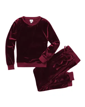 VWBL Bordeaux Royal Garnet Velour Lounge Pajamas Set