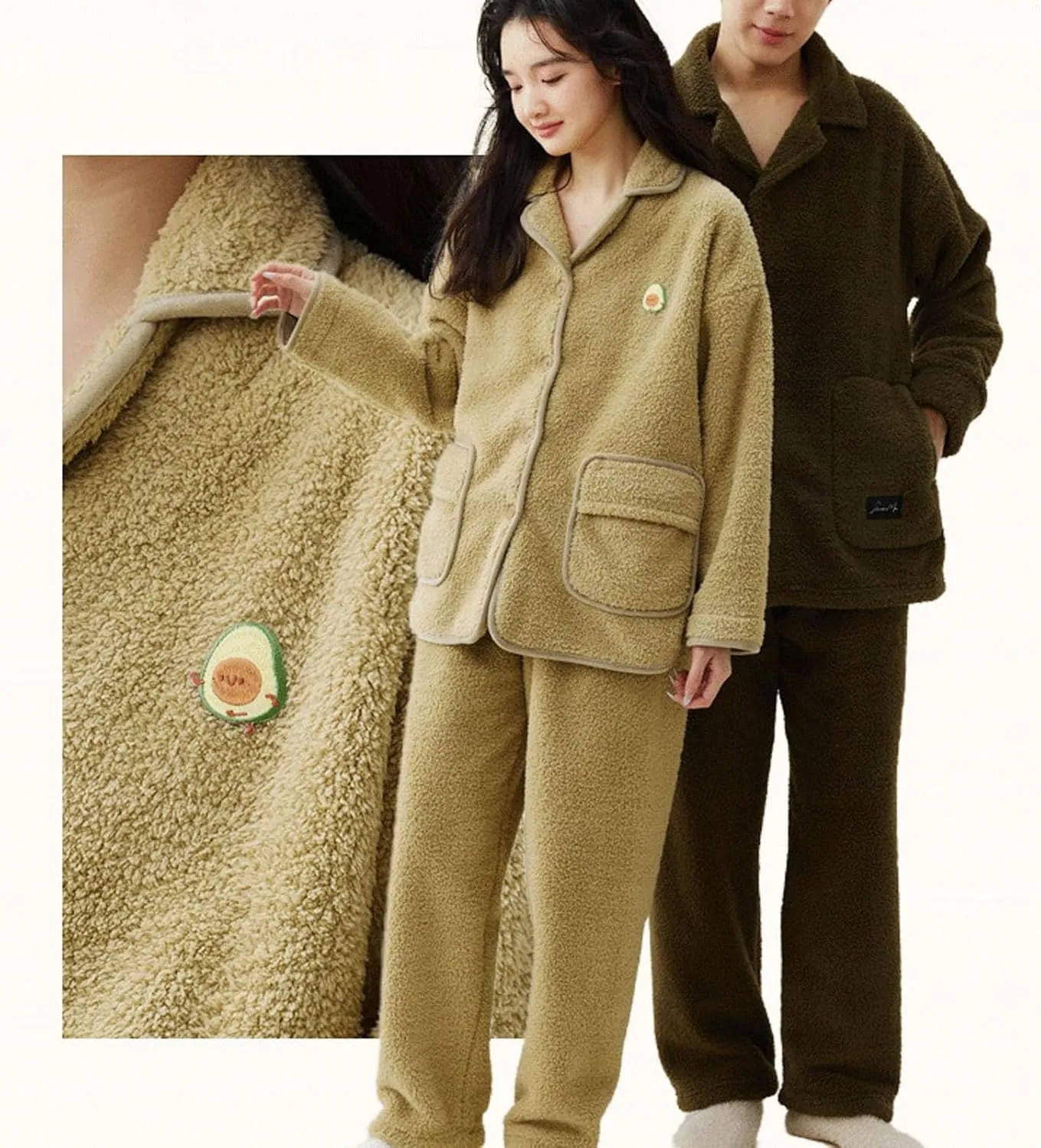 Warm Pajamas For Men Winter Fleece Cozy Button Up Long Sleeve Pjs Lounge Pants Soft Home Loungewear Sleepwear