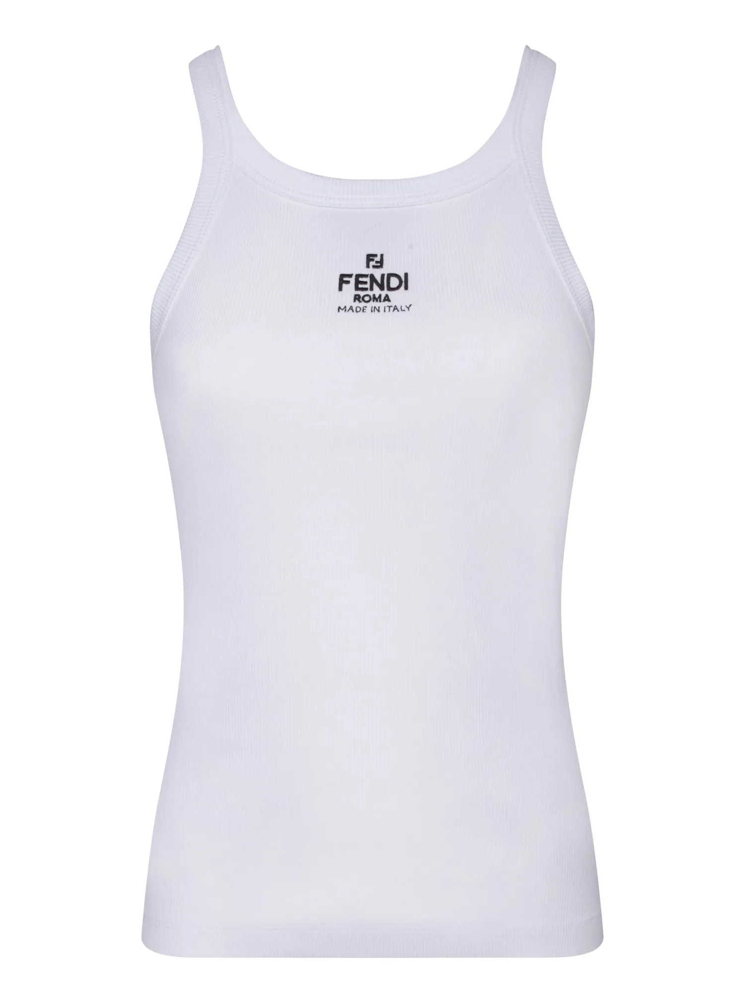 White Cotton Logo Tank Top
