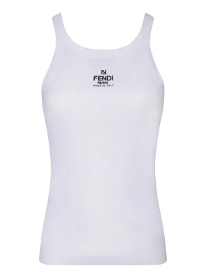 White Cotton Logo Tank Top