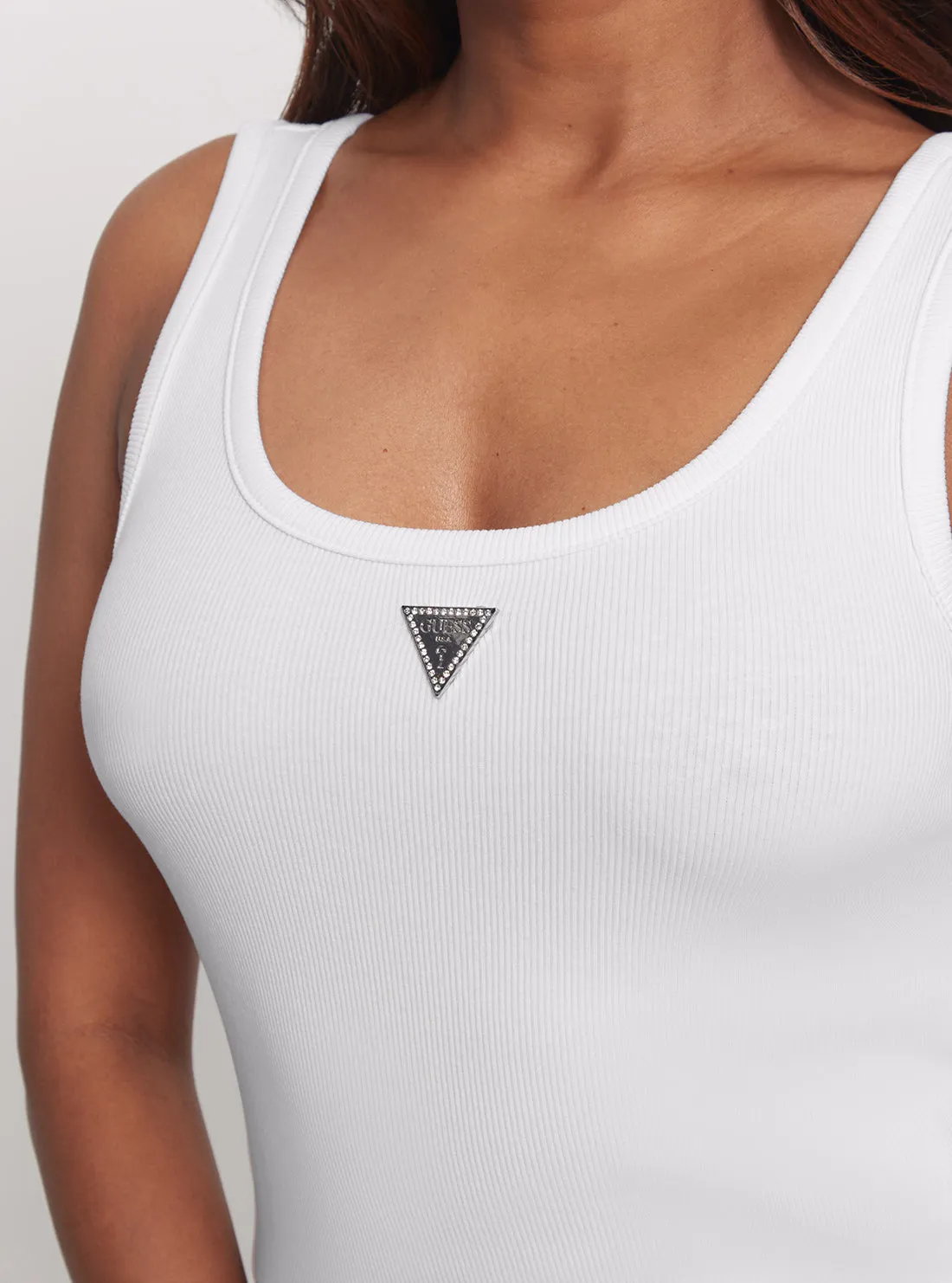 White Ribbed Knit Tank Top