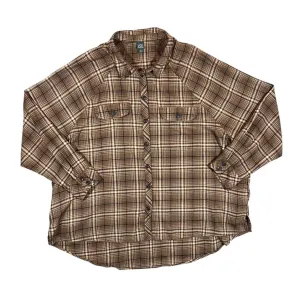 WILD FABLE Brown Lumberjack Plaid Check Long Sleeve Cotton Flannel Shirt