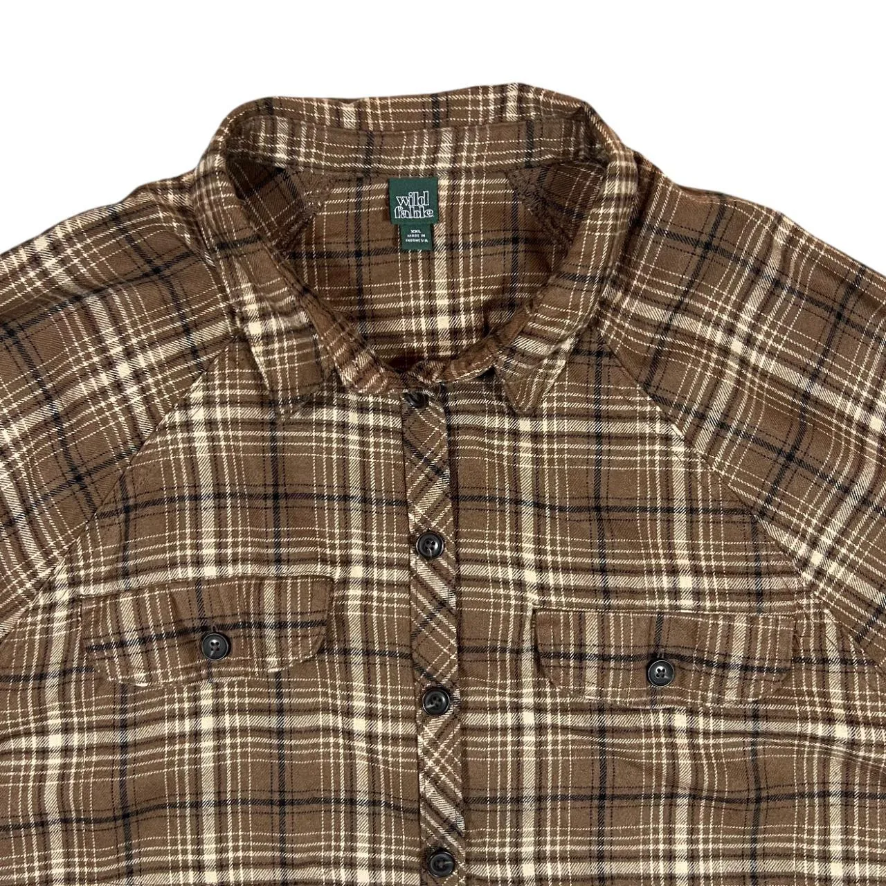 WILD FABLE Brown Lumberjack Plaid Check Long Sleeve Cotton Flannel Shirt