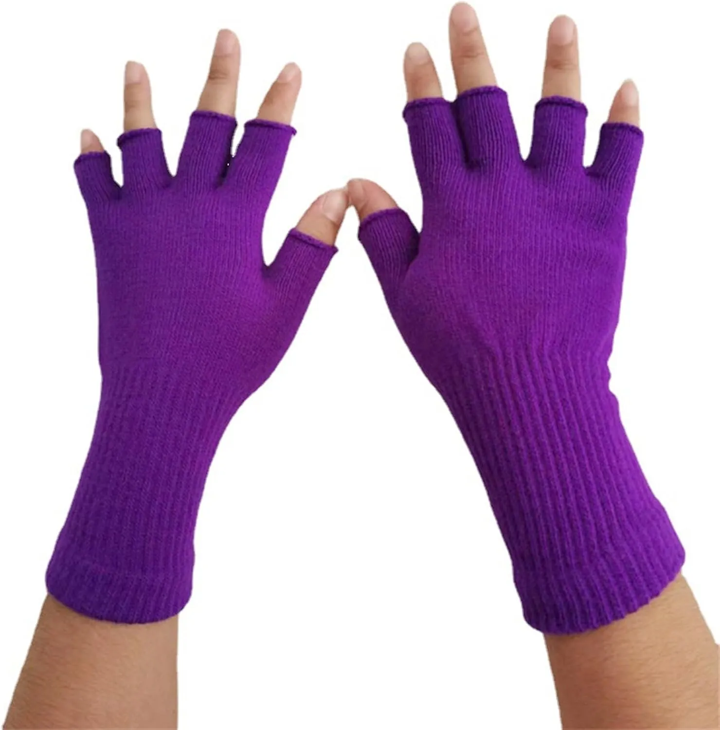 Winter Fingerless Gloves for Men Women, Convertible Warm Half Finger Mitten Gloves, Knitted Gloves
