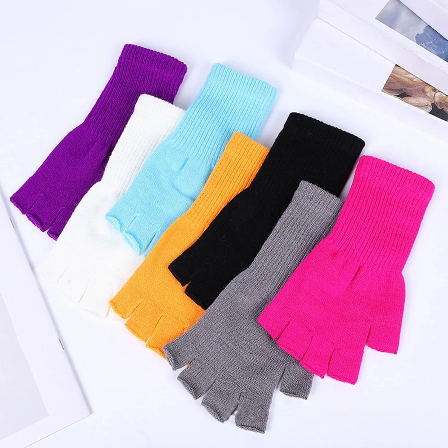 Winter Fingerless Gloves for Men Women, Convertible Warm Half Finger Mitten Gloves, Knitted Gloves