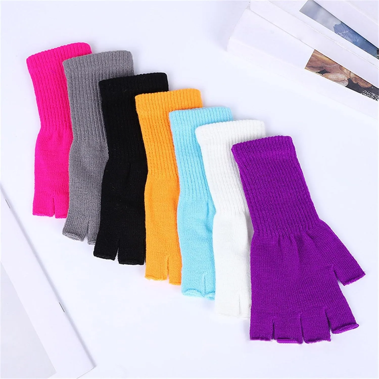 Winter Fingerless Gloves for Men Women, Convertible Warm Half Finger Mitten Gloves, Knitted Gloves