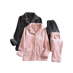 Winter Flannel Couple Clothes Pajama Set