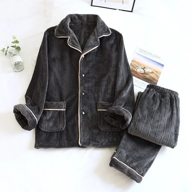Winter Flannel Couple Clothes Pajama Set