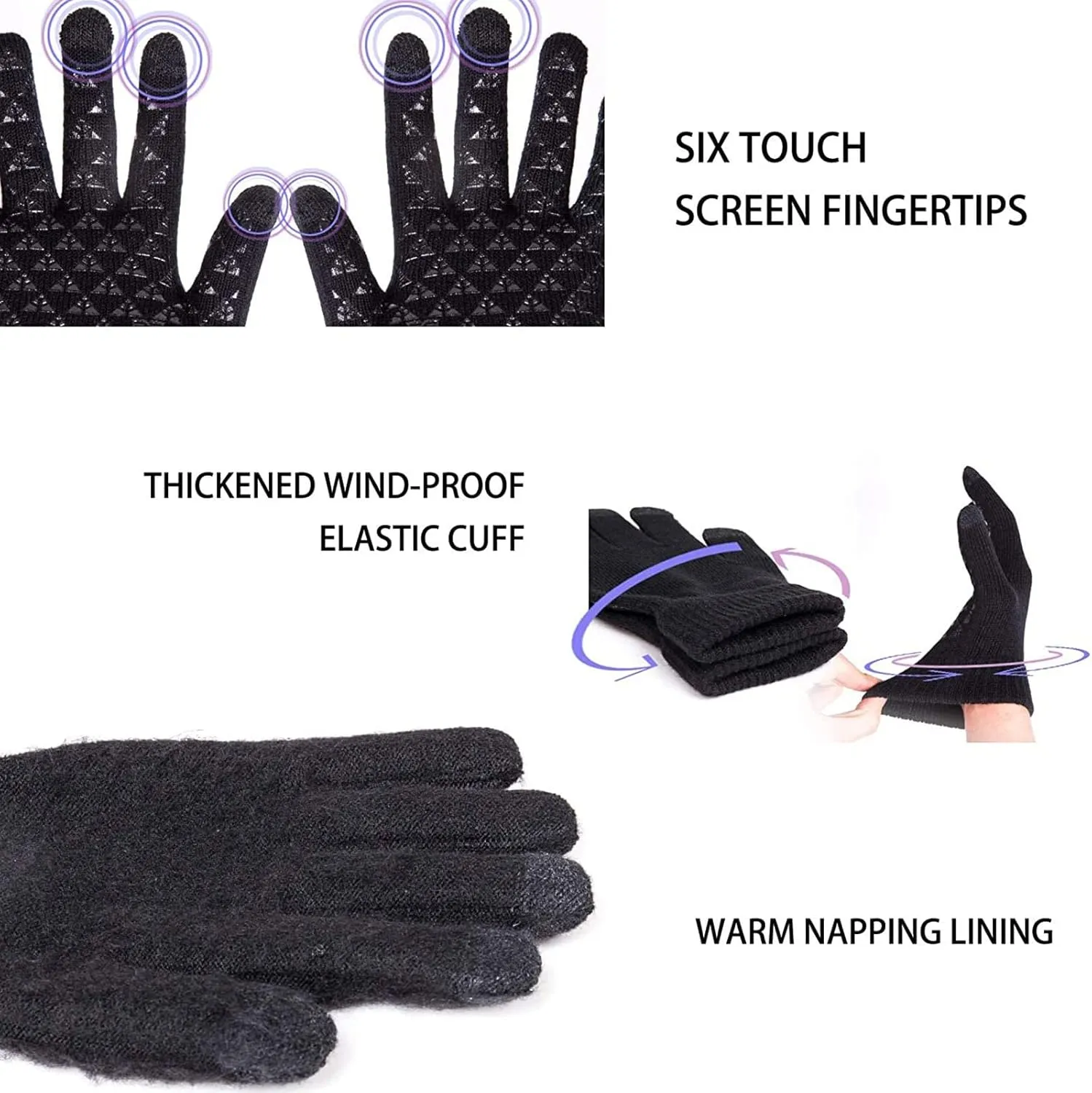 Winter Gloves Adult Warm Knit Gloves Fits Men Women Teens Stretchy Knit Gloves One Size