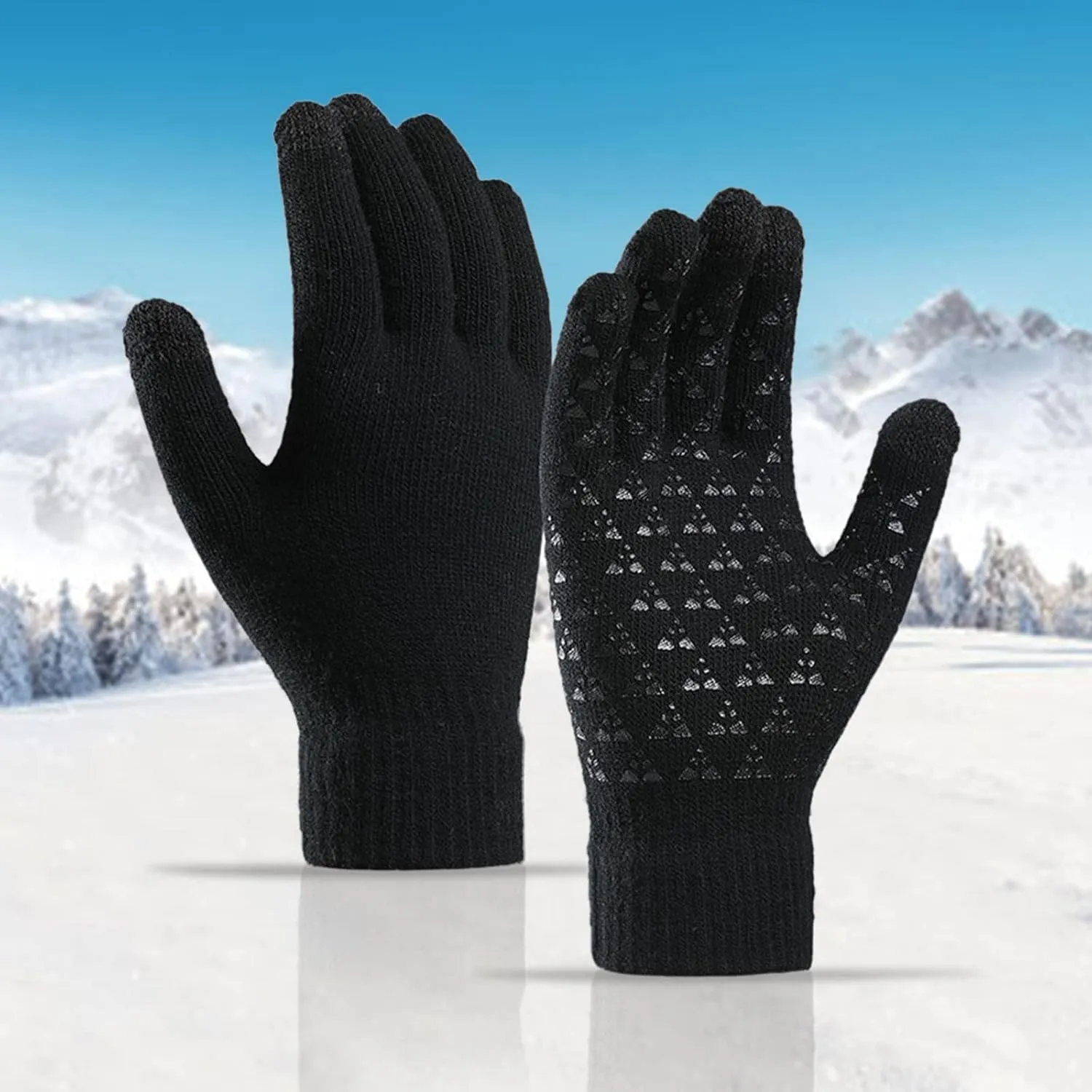 Winter Gloves Adult Warm Knit Gloves Fits Men Women Teens Stretchy Knit Gloves One Size