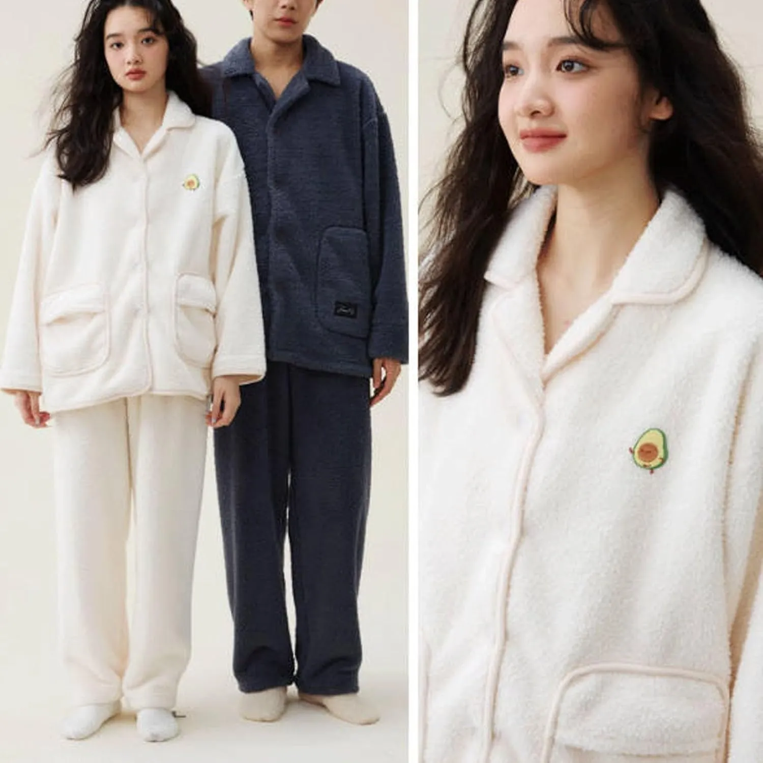 Winter Pajamas For Men Fleece Warm Thick Button Up Long Sleeve Pjs Lounge Pants Soft Home Loungewear Sleepwear