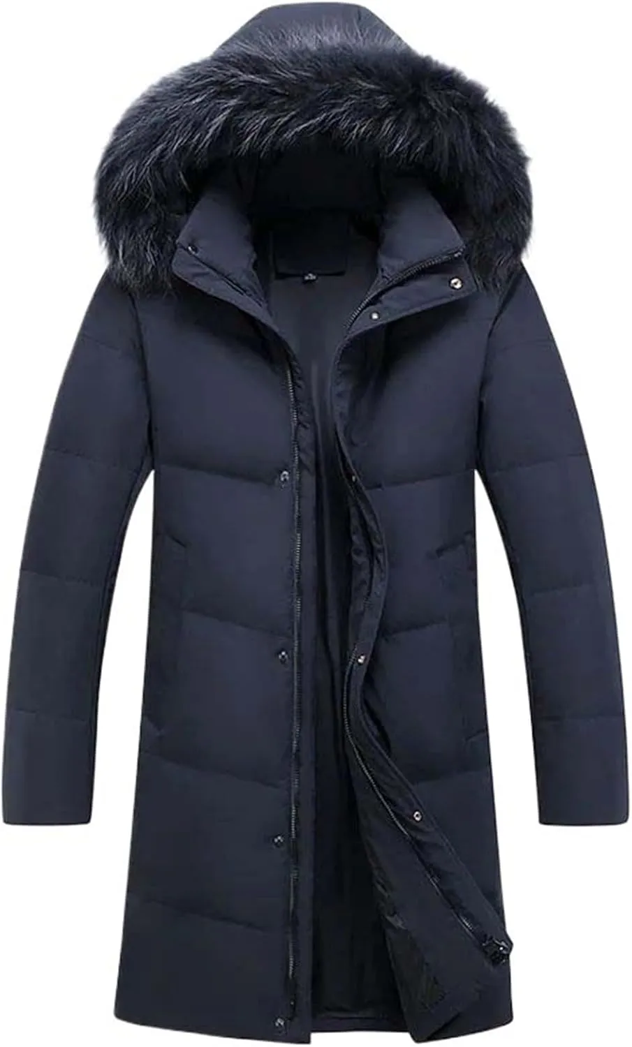 Winter Warm Down Jacket Men Real Wool Collar Long Thick Hooded Waterproof Windbreaker Coat Parkas