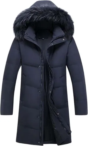 Winter Warm Down Jacket Men Real Wool Collar Long Thick Hooded Waterproof Windbreaker Coat Parkas