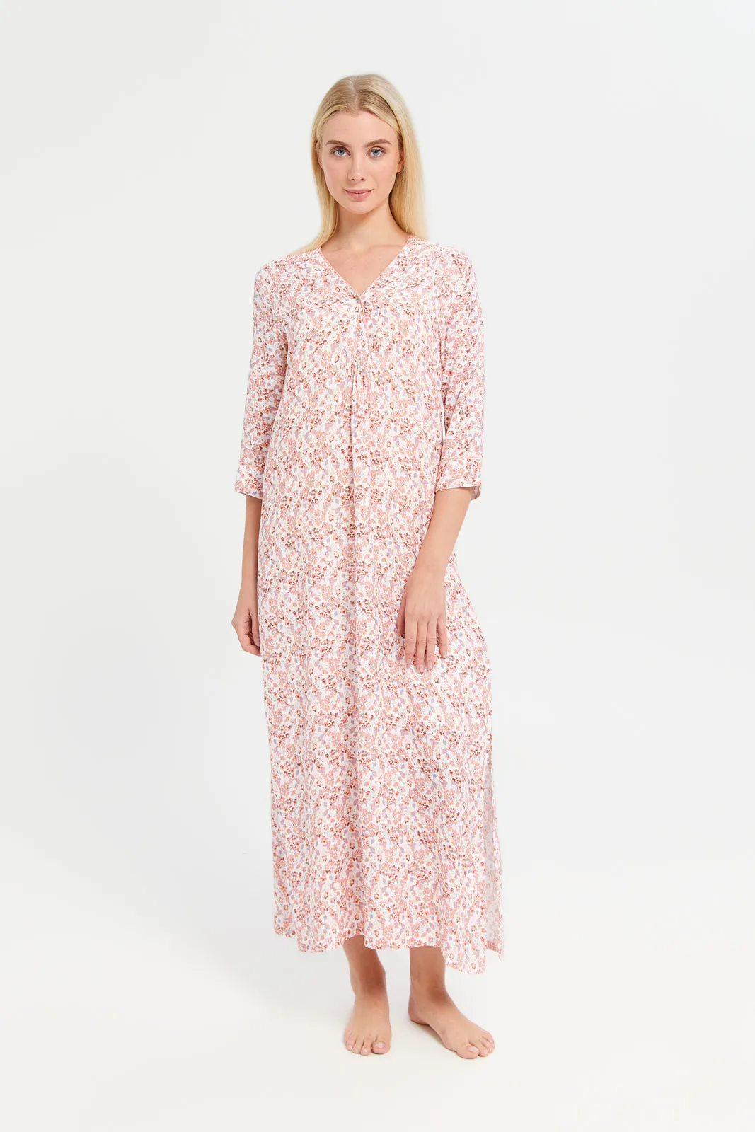 Women Assorted Printed V-Neck Nightgown