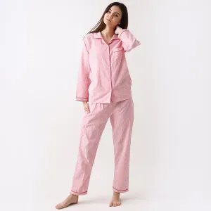 Women Classic Pink Stripes Pajama Set
