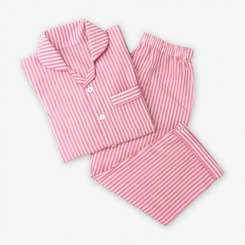 Women Classic Pink Stripes Pajama Set